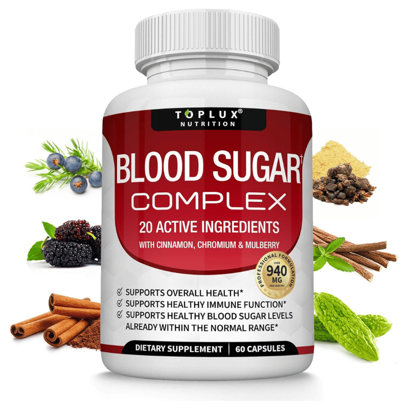 TOPLUX® Complément Pour Stabiliser la Glycémie Combine 20 Ingrédients Naturels - (60 capsules)