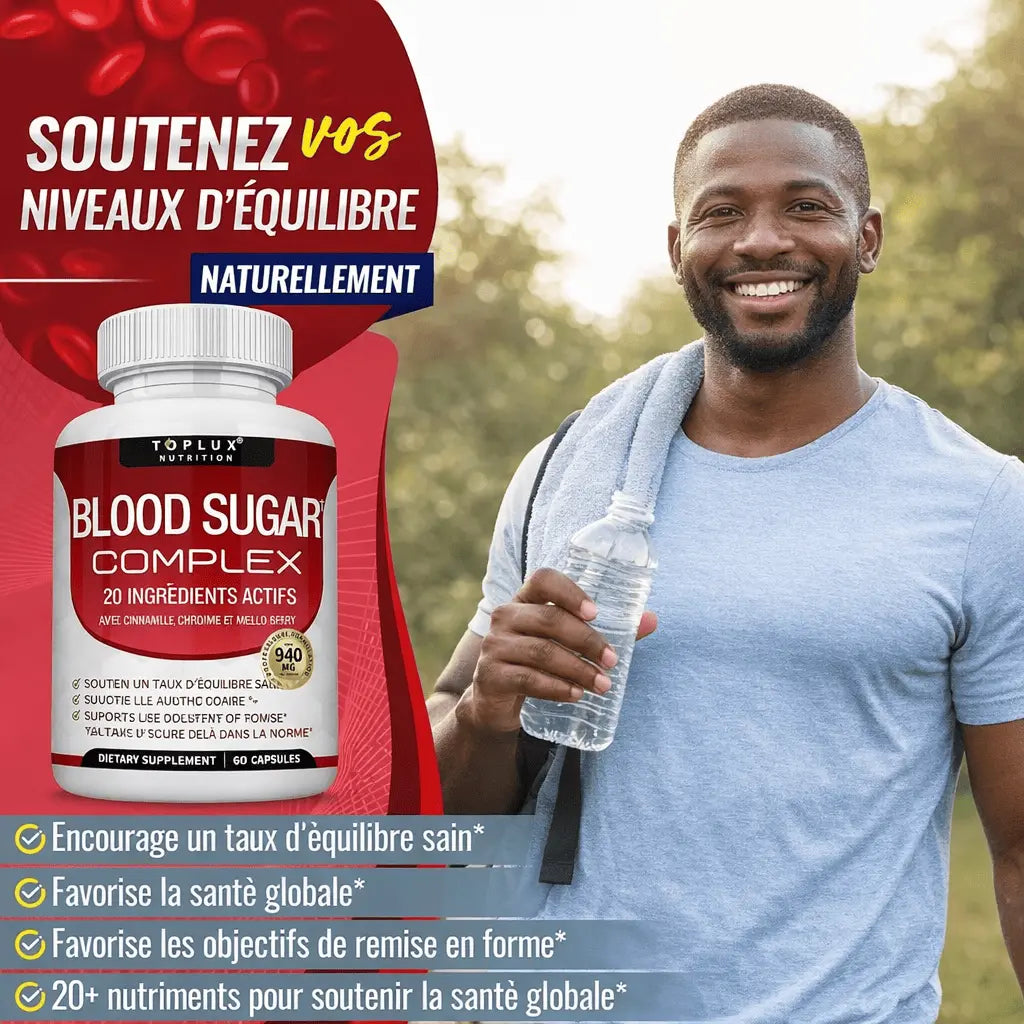 TOPLUX® Complément Pour Stabiliser la Glycémie Combine 20 Ingrédients Naturels - (60 capsules)