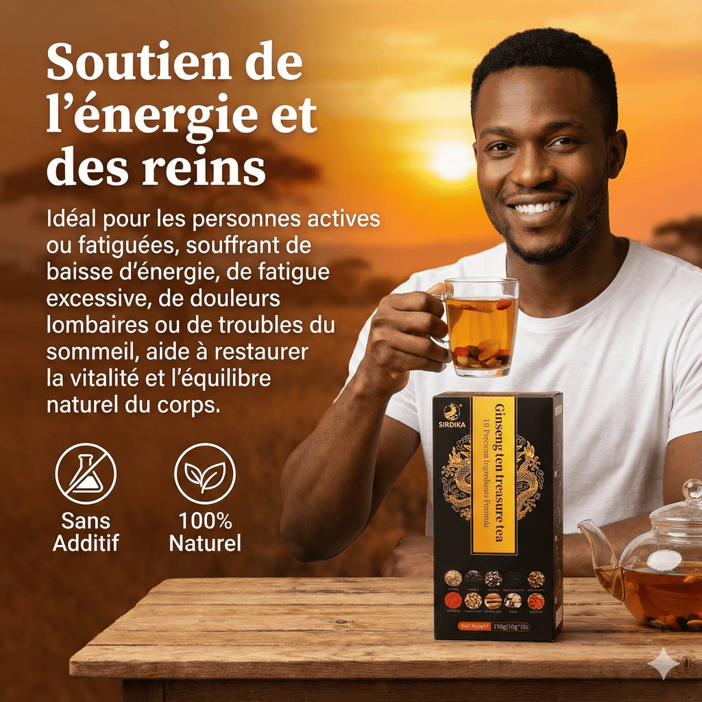 GENSTHÉ™ Thé Pour Les Reins Au Ginseng Avec Six Trésors Formule - (10 Sachets par Boîte)