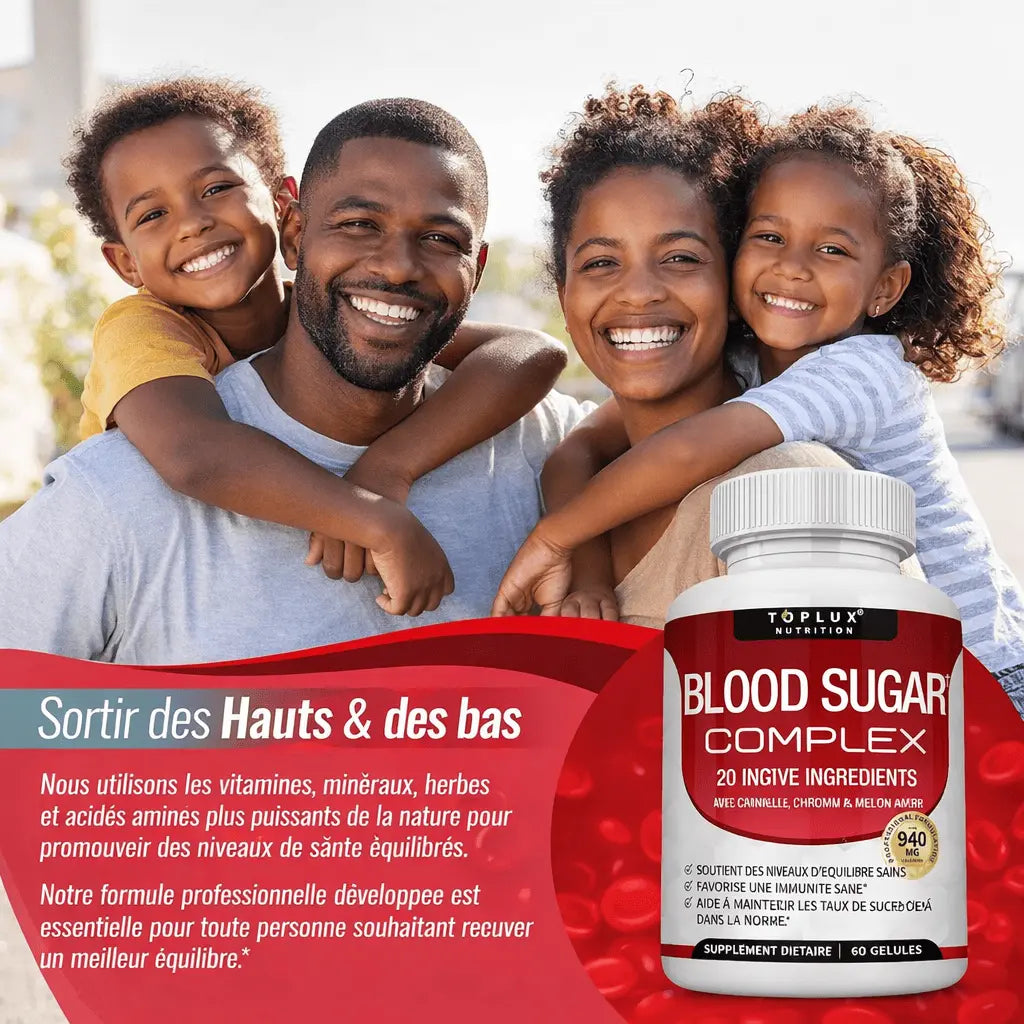 TOPLUX® Complément Pour Stabiliser la Glycémie Combine 20 Ingrédients Naturels - (60 capsules)